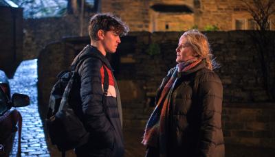 Rhys Connah as Ryan Cawood and Sarah Lancashire as Catherine Cawood in 'Happy Valley' Season 3