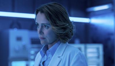 Keeley Hawes as The Doctor has many questions in Orphan Black: Echoes Season 1