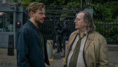 Jack Lowden as River Cartwright has been beat up, much to Gary Oldman as Jackson Lamb's amusement in 'Slow Horses' Season 3