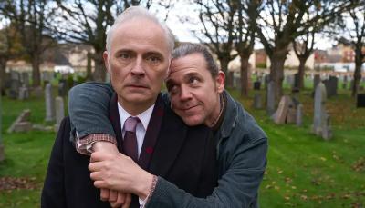 Mark Bonnar as Max and Jamie Sives as Jake hug in the 'Guilt' series finale