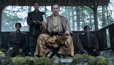 Hiroto Kanai as Kashigi Omi, Hiroyuki Sanada as Yoshii Toranaga sit triumphant in 'Shogun' Season 1