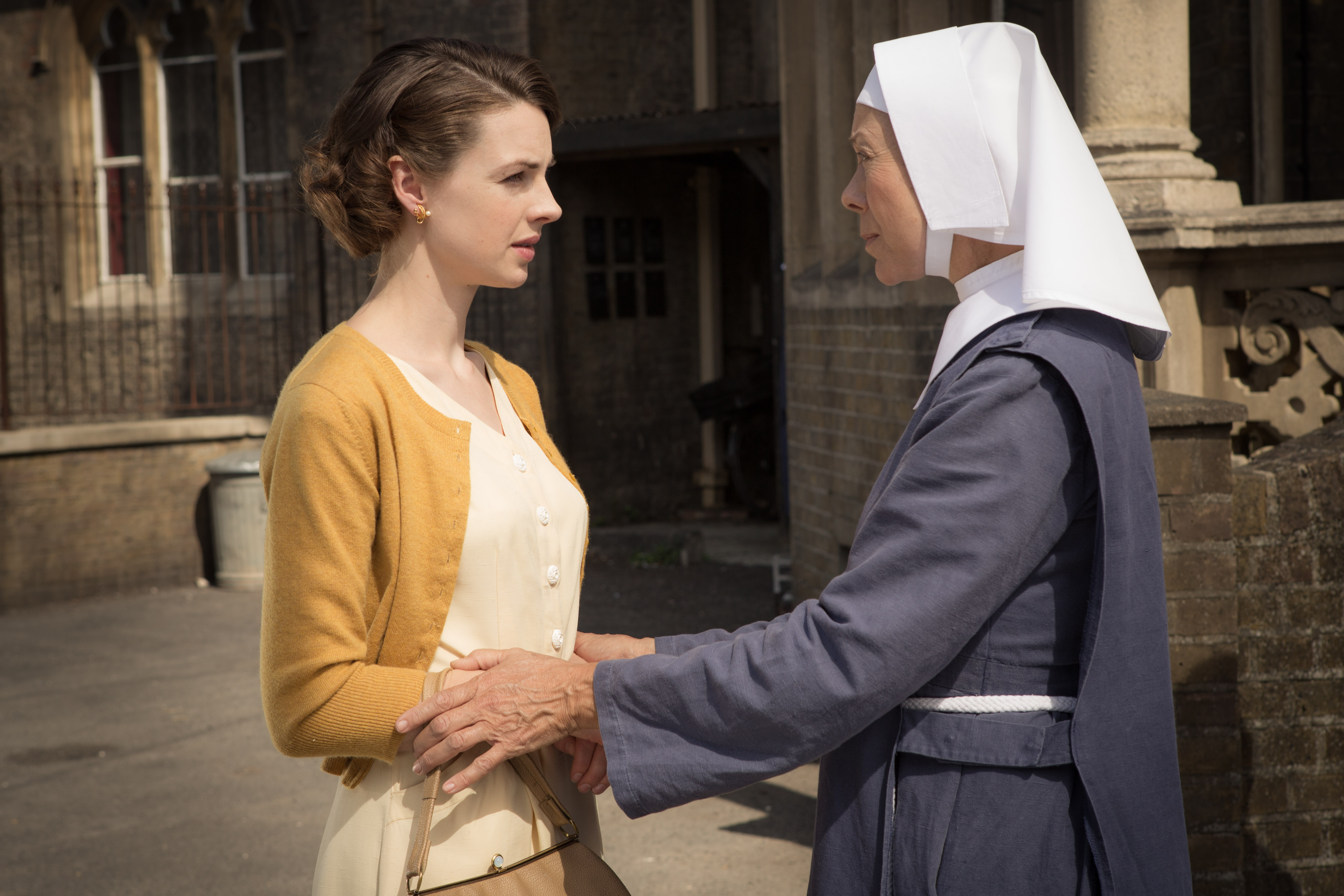 Nurse Jenny Lee and Sister Julienne (Photo: Courtesy of Robert Viglasky/Neal Street Productions 2013)