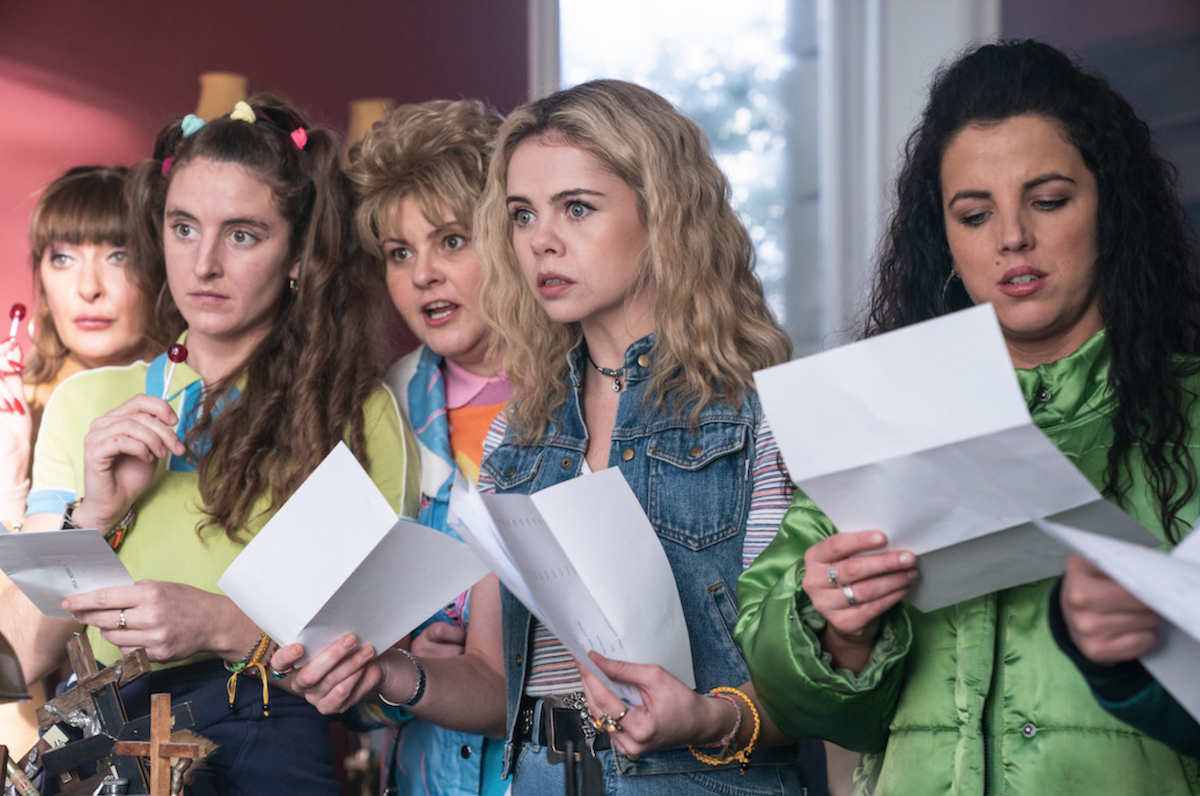 Tara Lynne O'Neill, Saoirse-Monica Jackson, Louisa Harland, and Jamie-Lee O'Donnell in "Derry Girls' Season 3 