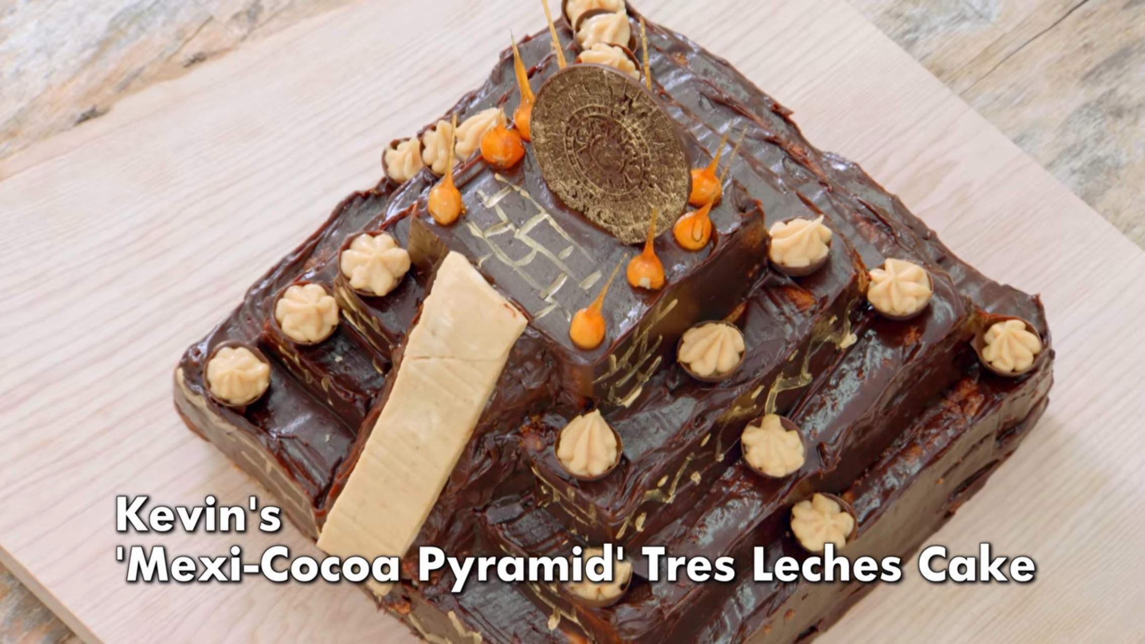 Picture Shows: The Great British Baking Show Collection 10, Mexican Week, Kevin's ‘Meci-Cocoa Pyramid’ Tres Leches Showstopper Cake