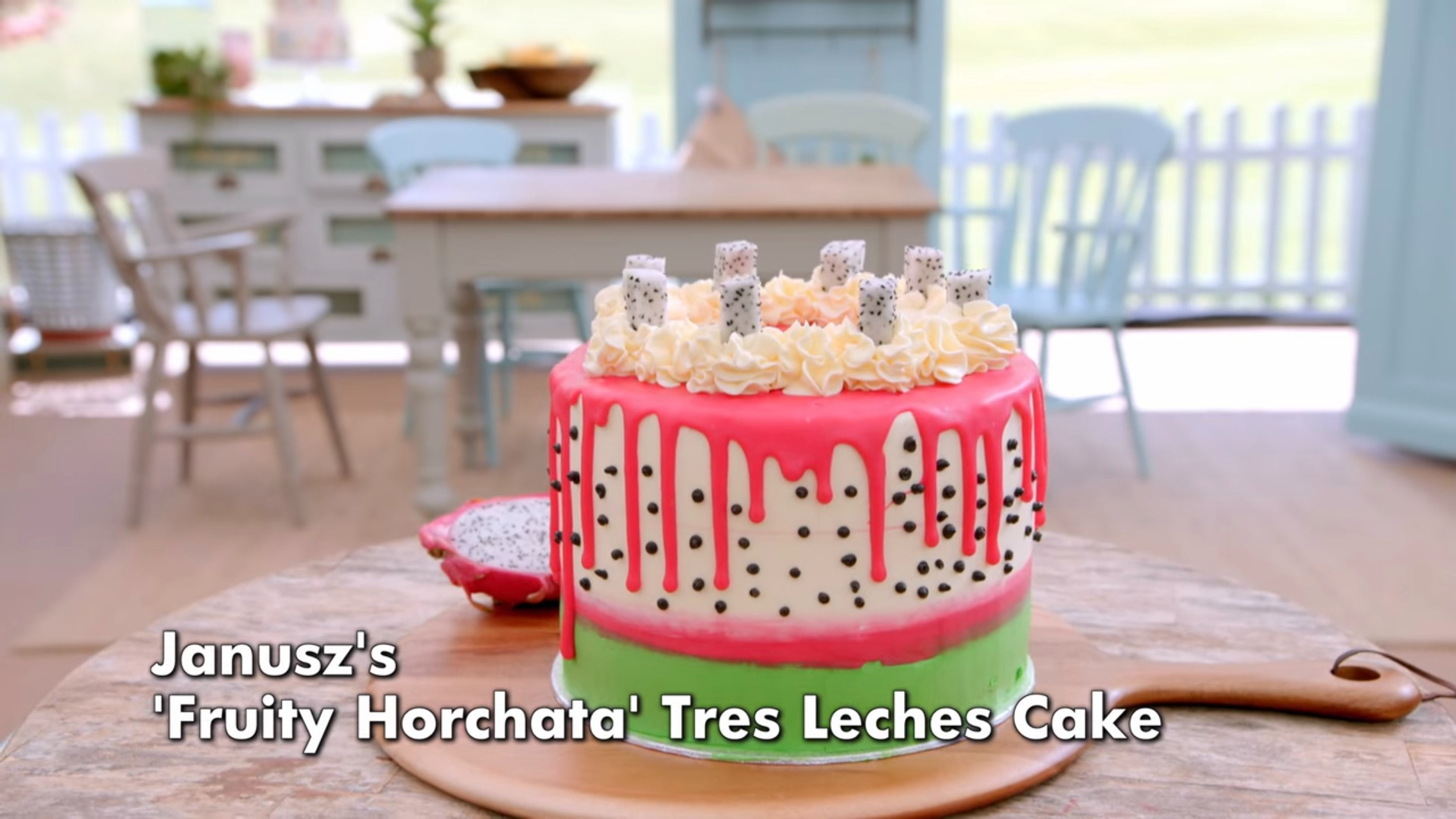 Picture Shows: The Great British Baking Show Collection 10 Mexican Week's Janusz's ‘Fruity Horchata’ Tres Leches Cake Showstopper
