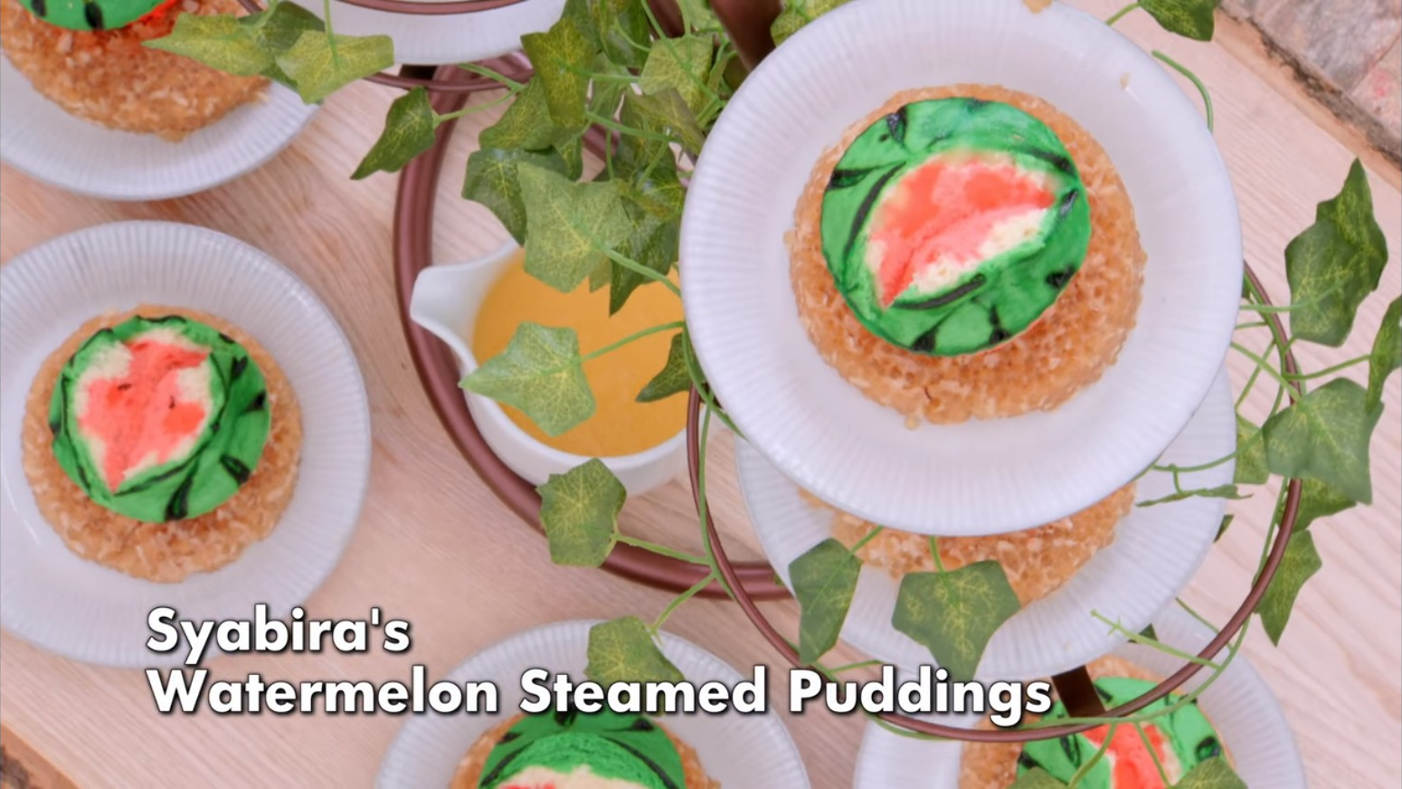 Picture shows: Syabira Watermelon Steamed Puddings Signature in The Great British Baking Show Collection 10's Dessert Week