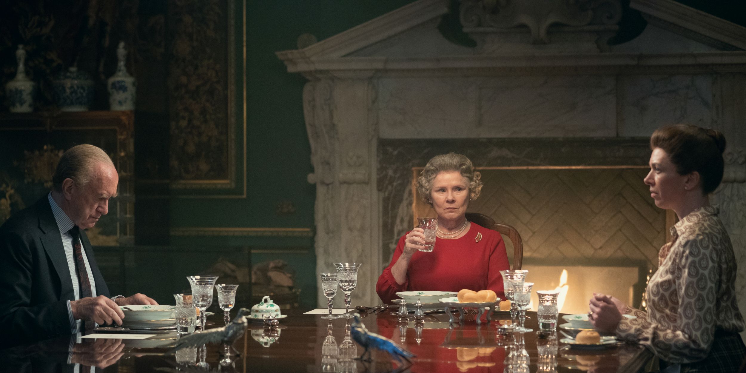 Picture Shows: Jonathan Pryce as Prince Phillip, Imelda Staunton as Queen Elizabeth II and Claudia Harrison as Princess Anne in Season 5 of The Crown