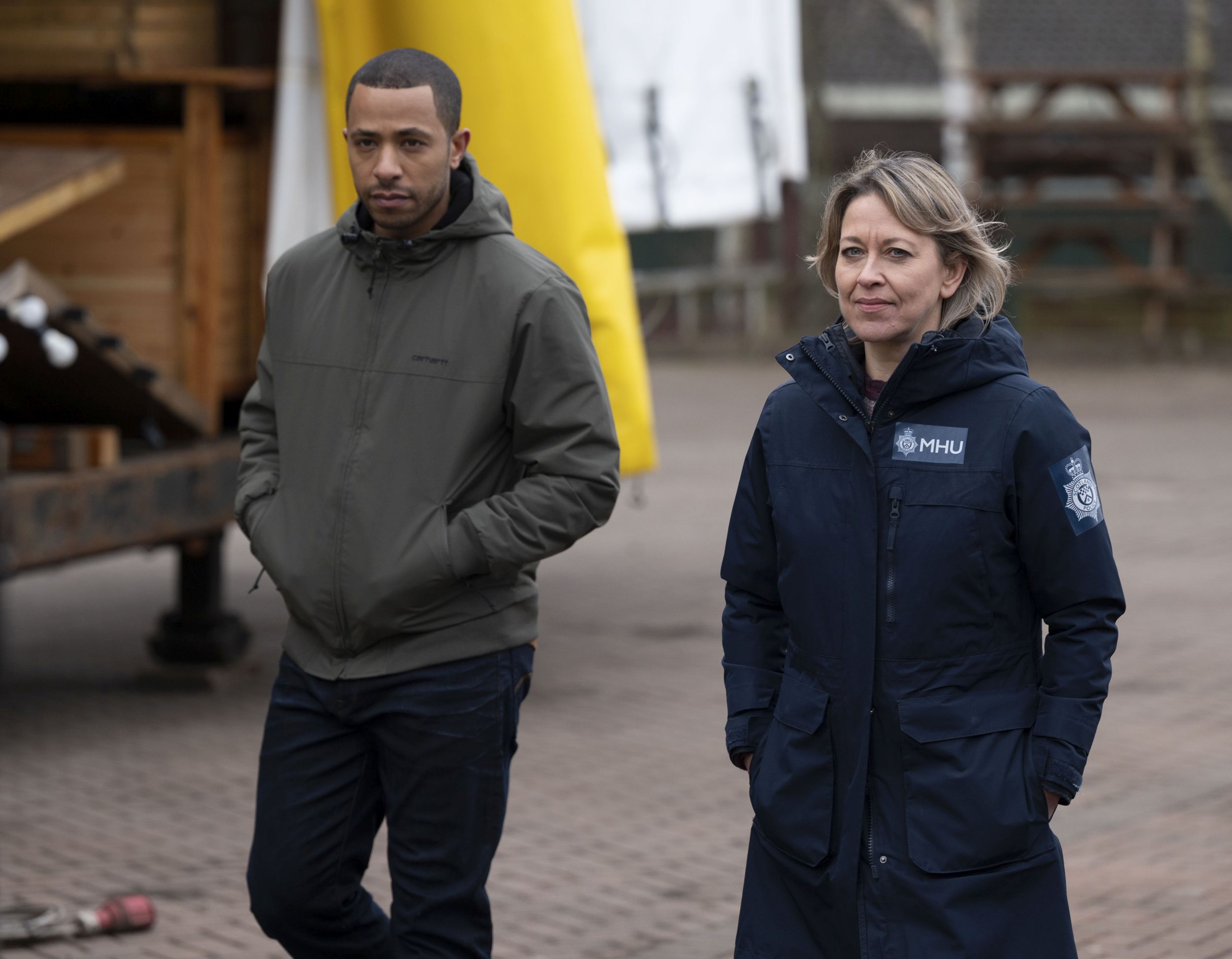 Picture shows: Ukweli Roach as Tyrone and Nicola Walker as Annika in 'Annika' 