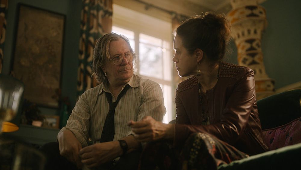 Picture shows: Gary Oldman and Emily Bruni in "Slow Horses"