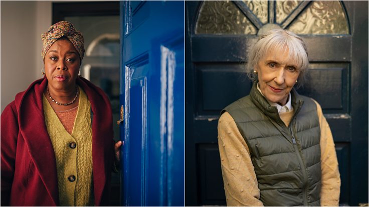 Anita Dobson and Michelle Greenidge in "Doctor Who"