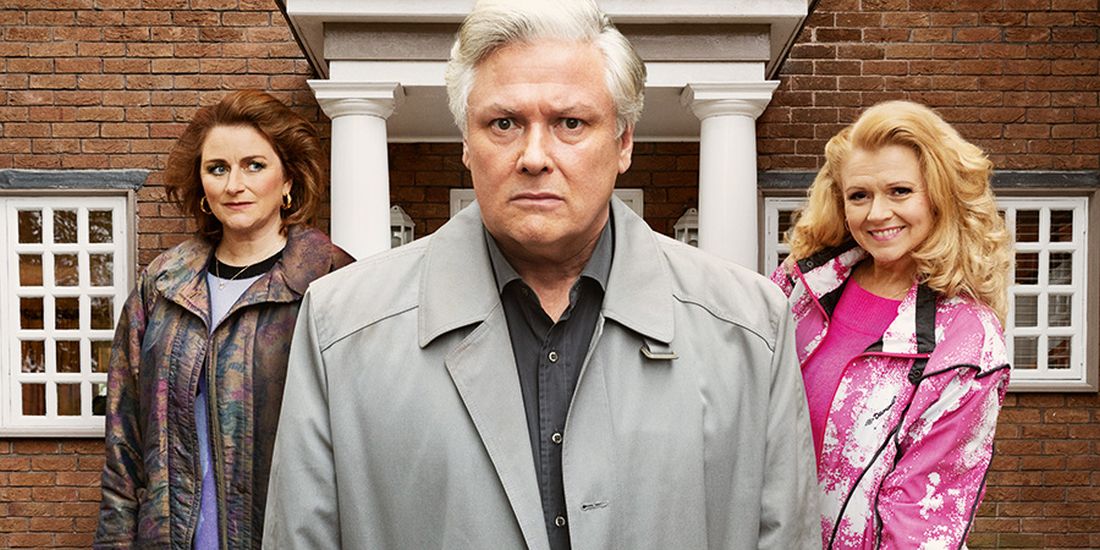 Rosie Cavaliero as Diane, Conleth Hill as Martin Parker, and Sian Gibson as Kath in 'Undoing Martin Parker'