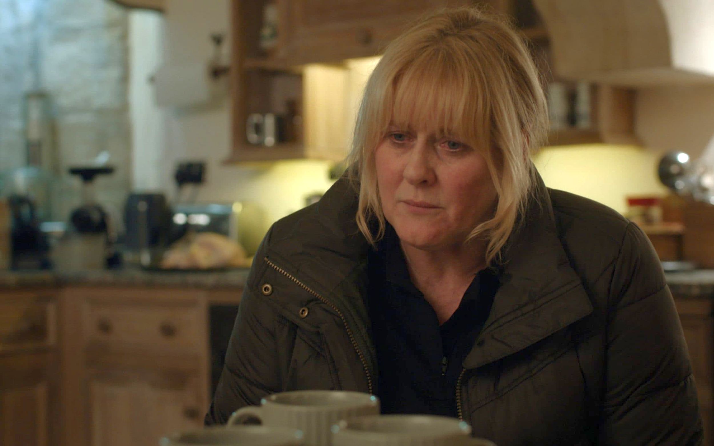 Sarah Lancashire as Catherine Cawood crying in relief and pain in Happy Valley Season 3