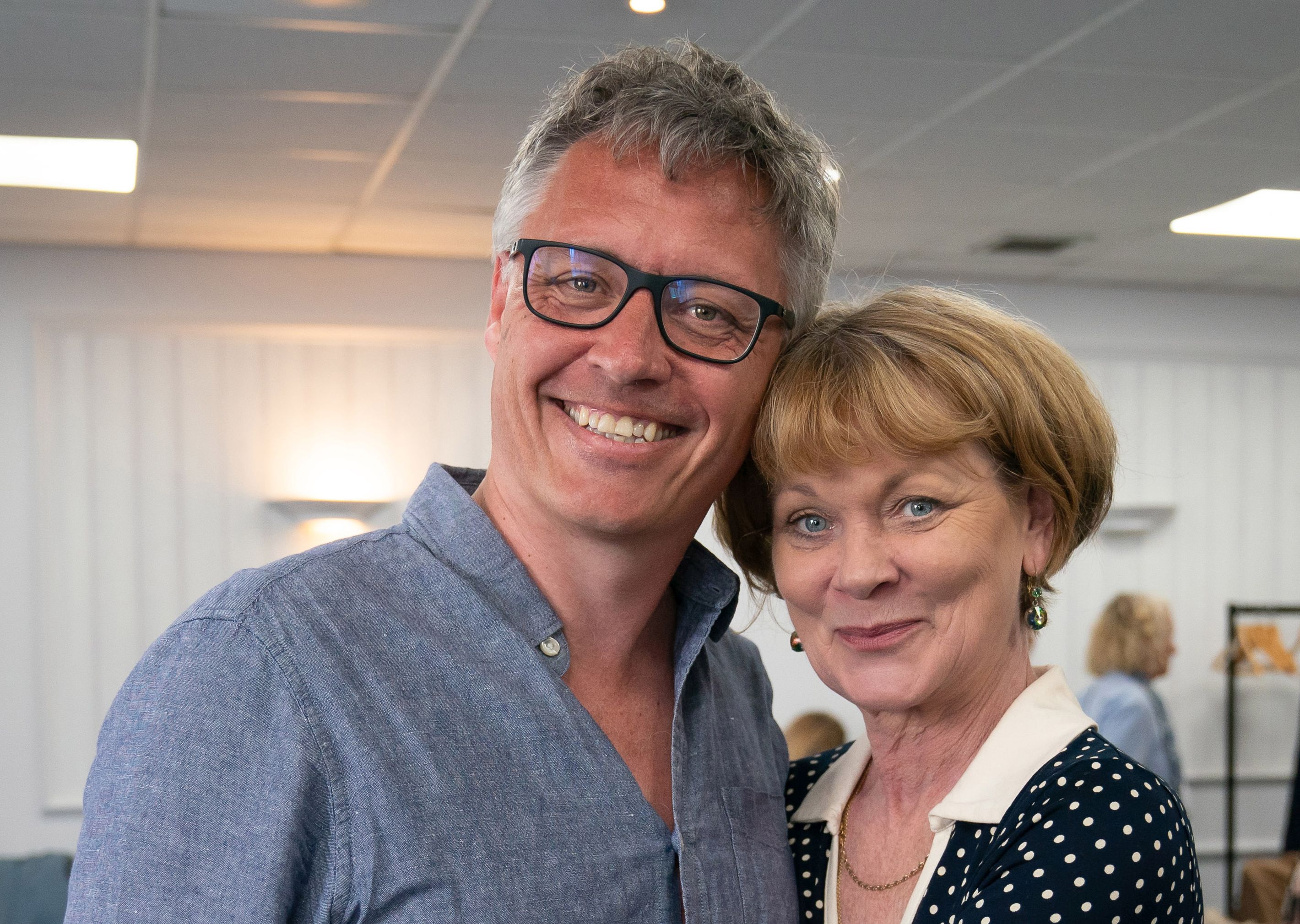 Writer Robert Thorogood and star Samantha Bond at the readthrough for The Marlow Murder Club.