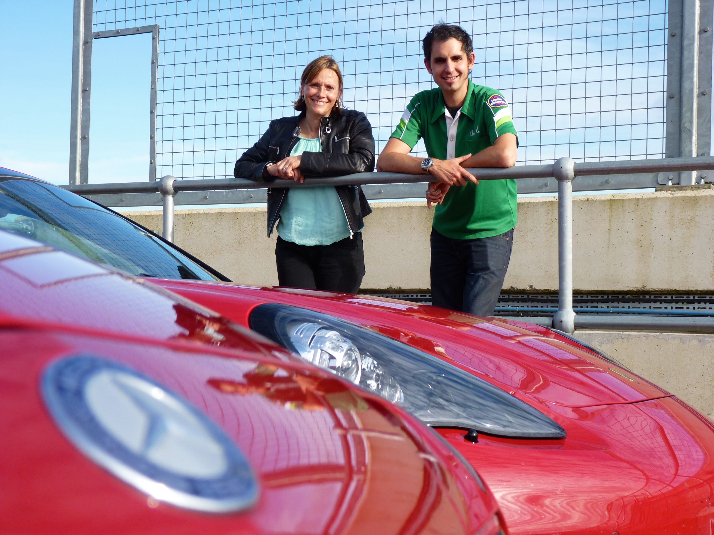 Vicki Butler-Henderson and Sid North by the race track in Fifth Gear Season 21 