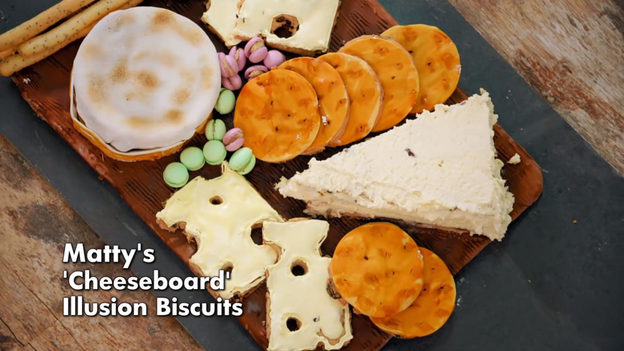 Matty’s Cheeseboard Showstopper Illusion Biscuits for The Great British Baking Show Season 14's Biscuit Week