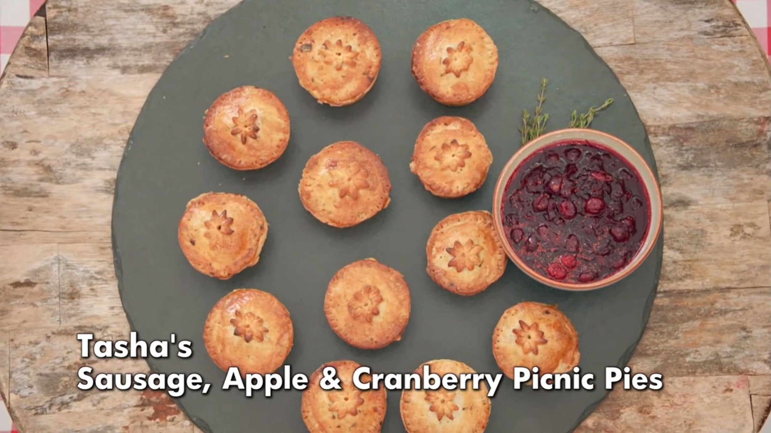 Tasha's Sausage Apple & Cranberry Picnic Pies Signature from 'The Great British Baking Show' Season 14's Pastry Week