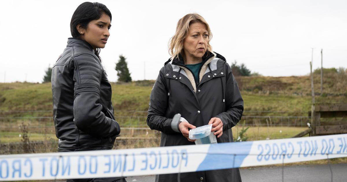 Varada Sethu as DC Harper Weston and Nicola Walker as DI Annika Strandhed at the crime scene in 'Annika' Season 2