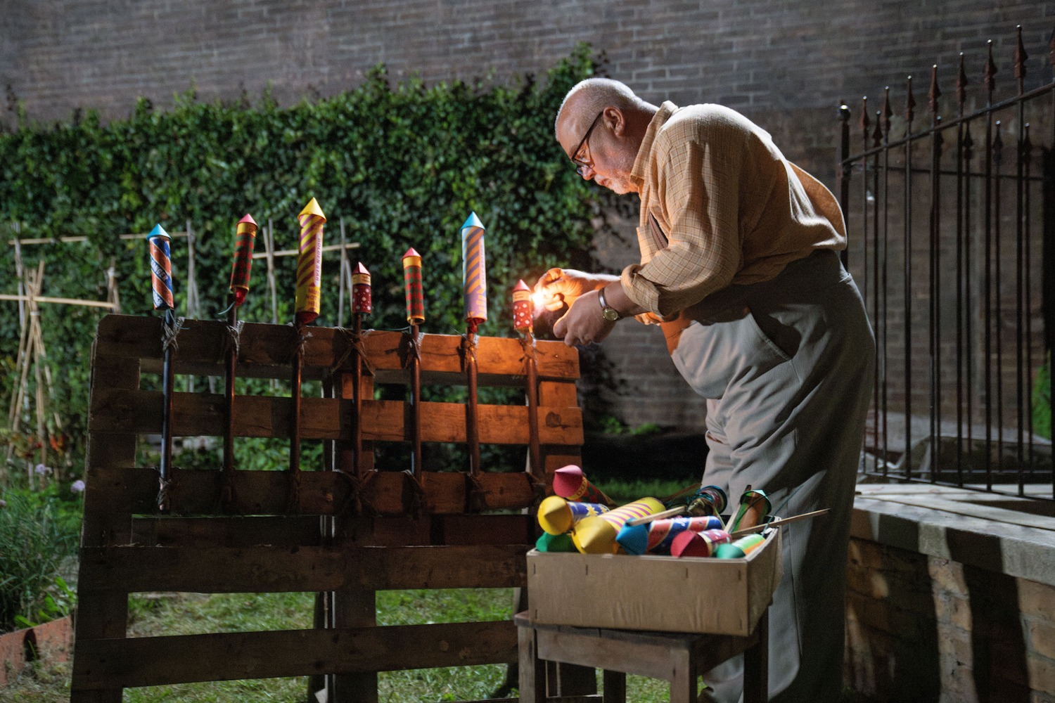 Cliff Parisi as Fred Buckle lights fireworks behind the scenes in Call the Midwife Season 13
