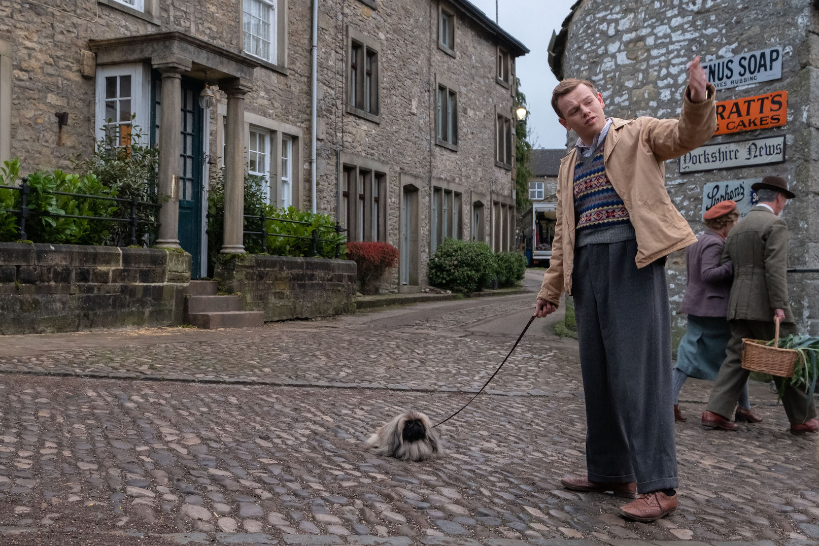 Tristan (Callum Woodhouse) on his way to the pub with Tricky Woo, who isn't interested in beer or a walk. Credit: Courtesy of © Playground Television UK Ltd & all3media international