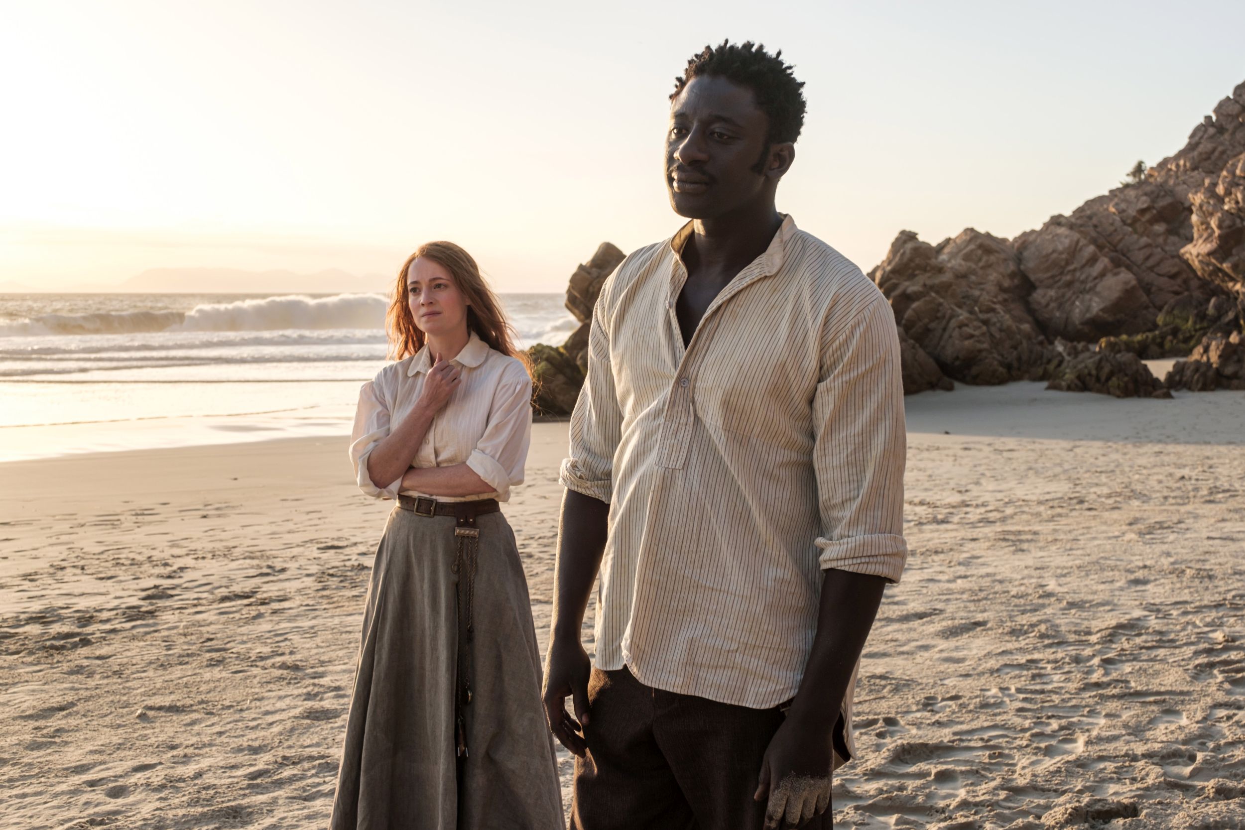 Ibrahim Koma as Jean Passepartout, and Leonie Benesch as Abigail Fix Fortescue