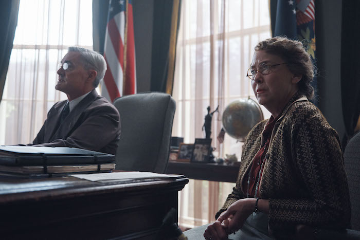 President Roosevelt (Kyle MacLachlan) and Eleanor Roosevelt (Harriet Sansom Harris). Courtesy of MASTERPIECE Julie Vrabelová; stills photographer