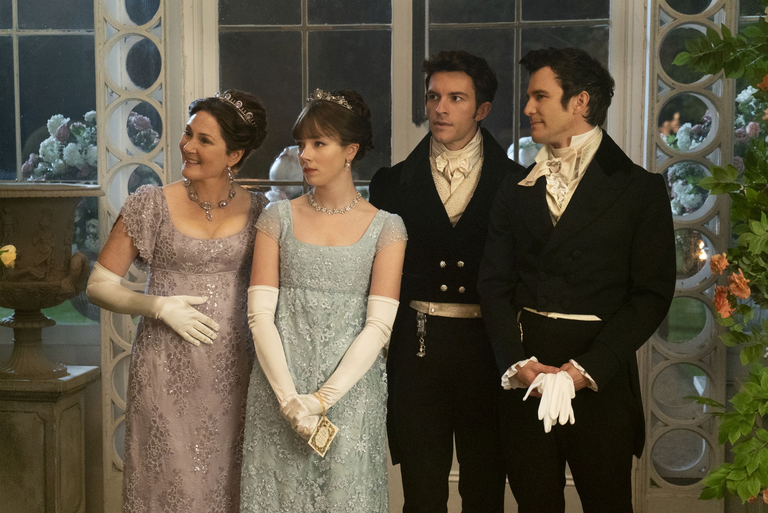 Ruth Gemmell as Lady Violet, Claudia Jessie as Eloise, Jonathan Bailey as Anthony, Luke Thompson as Benedict 