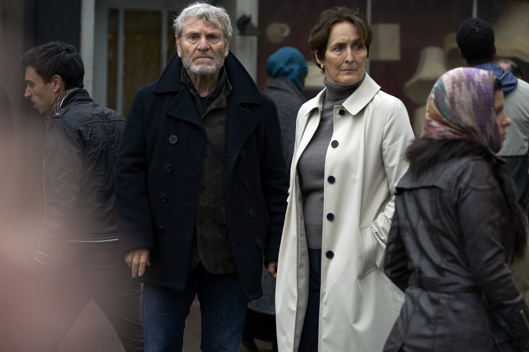 Tcheky Karyo as Julien Baptiste and Fiona Shaw as Emma Chambers in Baptiste Season 2