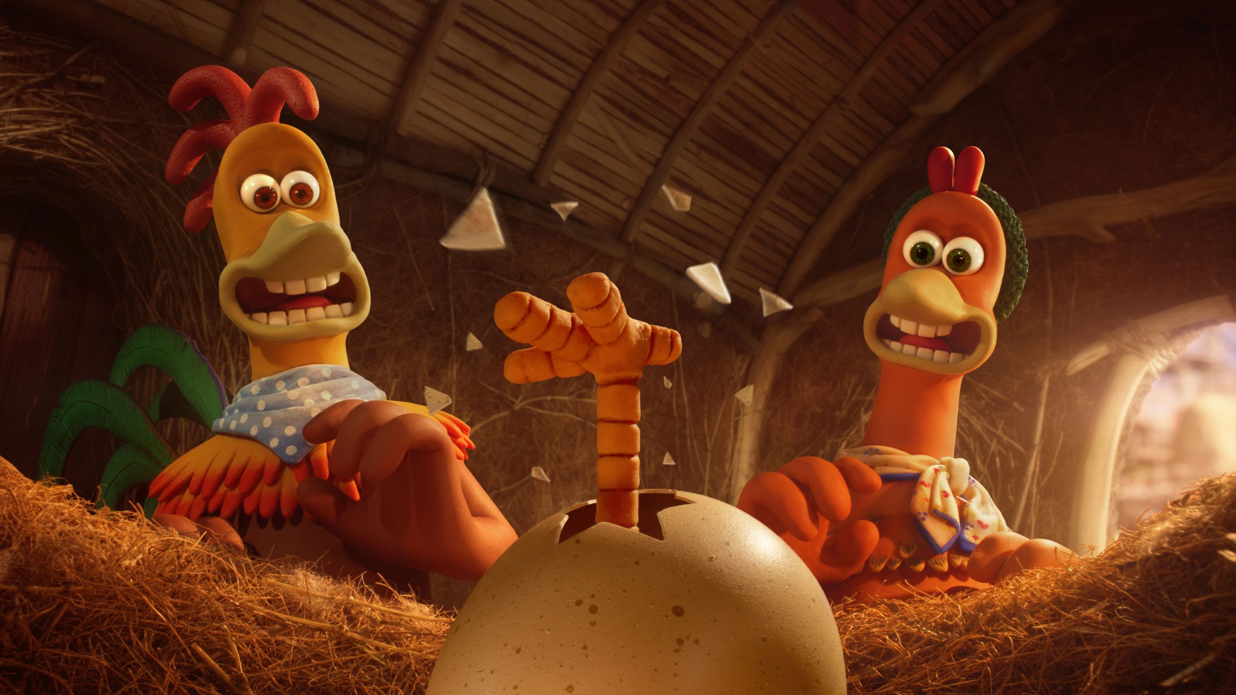 Rocky (Zachary Levi) and Ginger (Thandiwe Newton) in 'Chicken Run: Dawn of the Nugget'