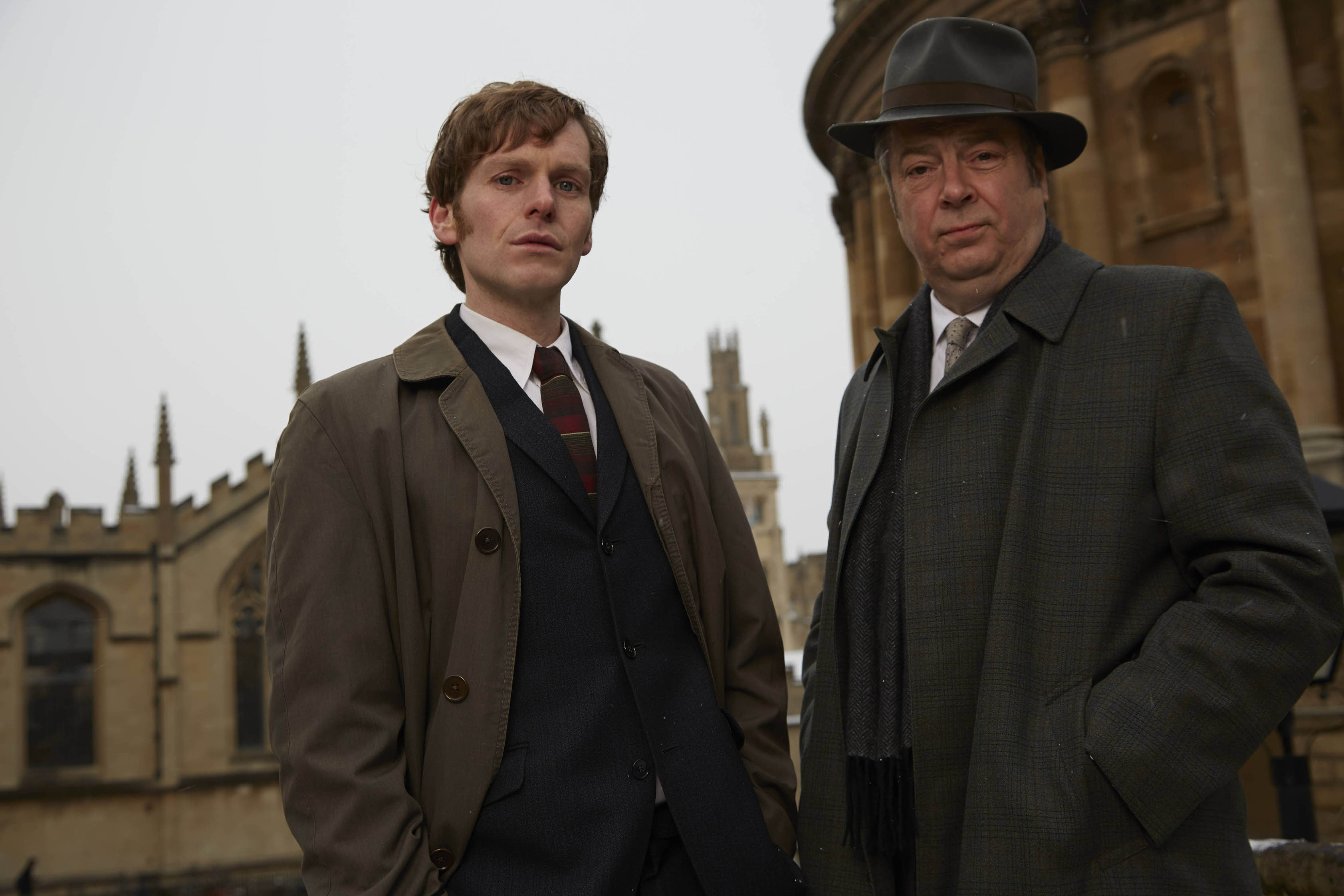 Shaun Evans and Roger Allam from "Endeavour" (Photo: Courtesy of (C) Patrick Redmond/ITV/Mammoth for MASTERPIECE)