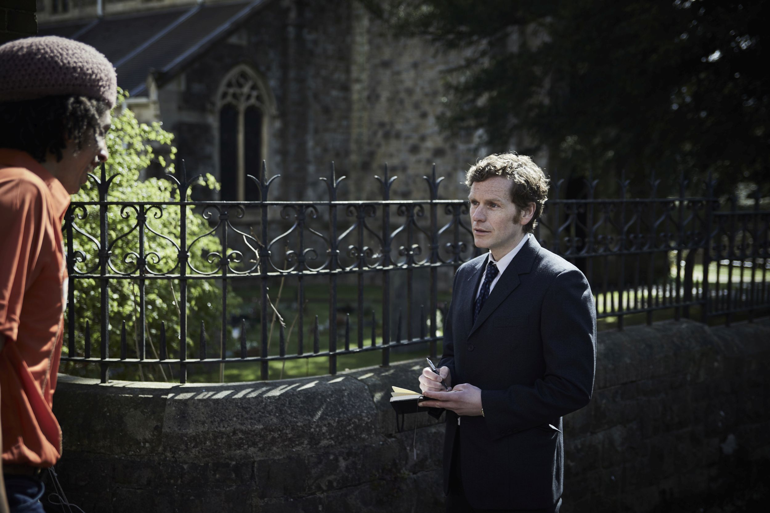 Shaun Evans as Endeavour Morse and Shadrach Agozino as Lee Timothy in 'Endeavour'