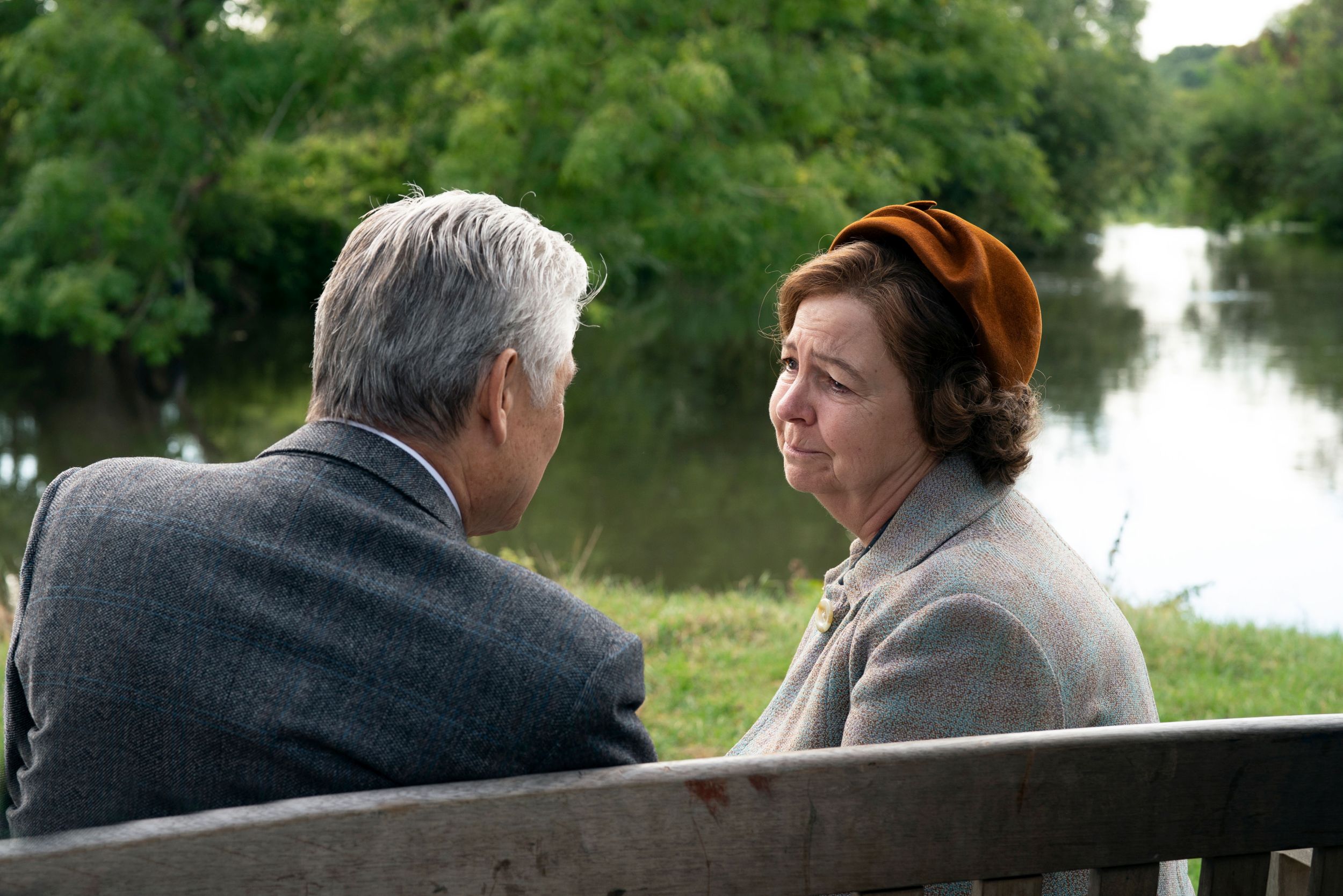 Tessa Peake-Jones as Mrs. Sylvia Chapman and Nick Brimble as Jack Chapman s in Grantchester