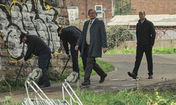 Colin Sutton (Martin Clunes) and Nathan Eason (Matthew Gravelle). Photo Credit: Neil Genower/AcornTV