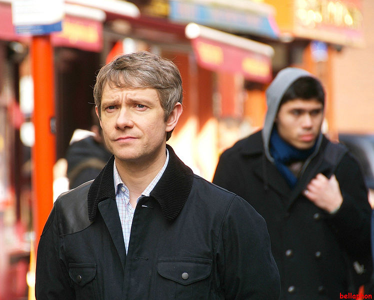 Martin Freeman filming "Sherlock". (Photo by bellaphon on Flickr)