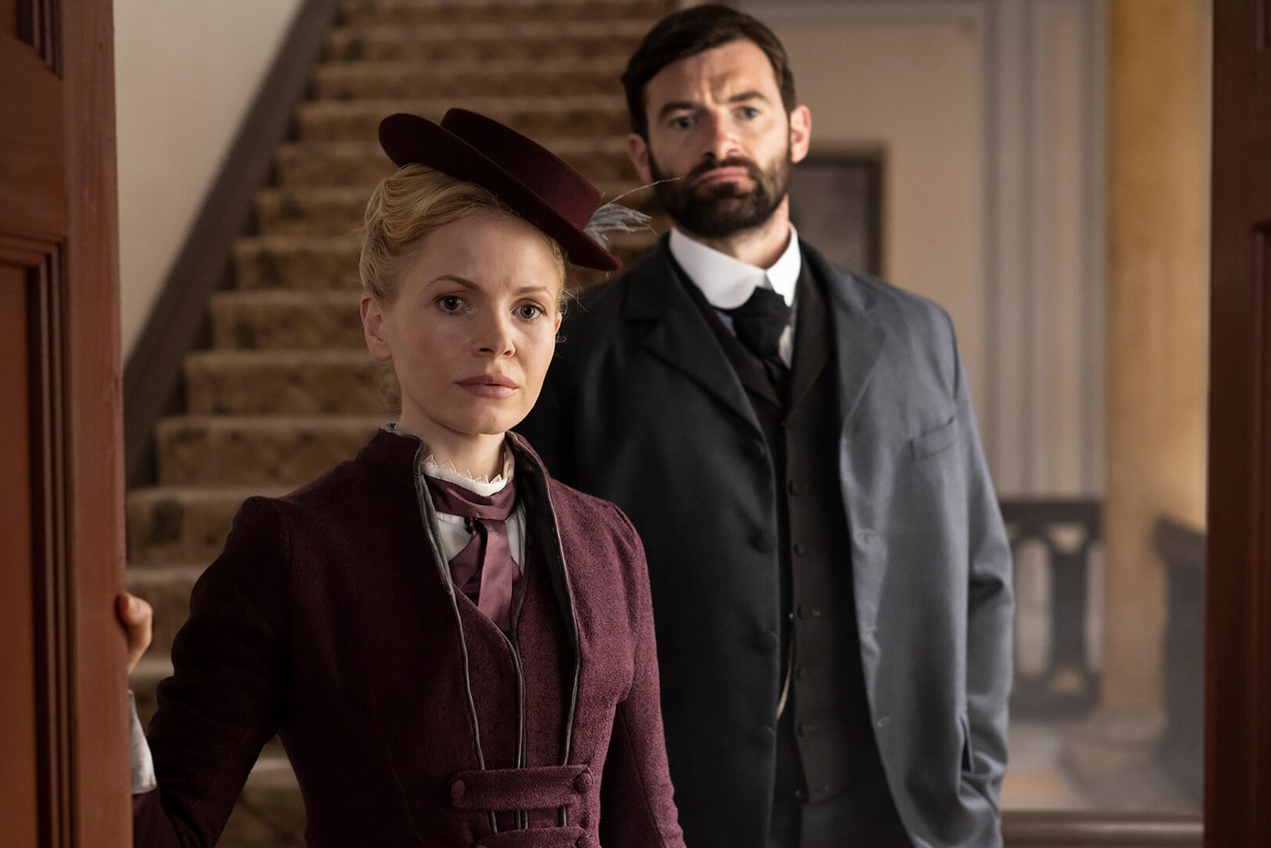 Kate Phillips as Miss Scarlet and Stuart Martinas The Duke