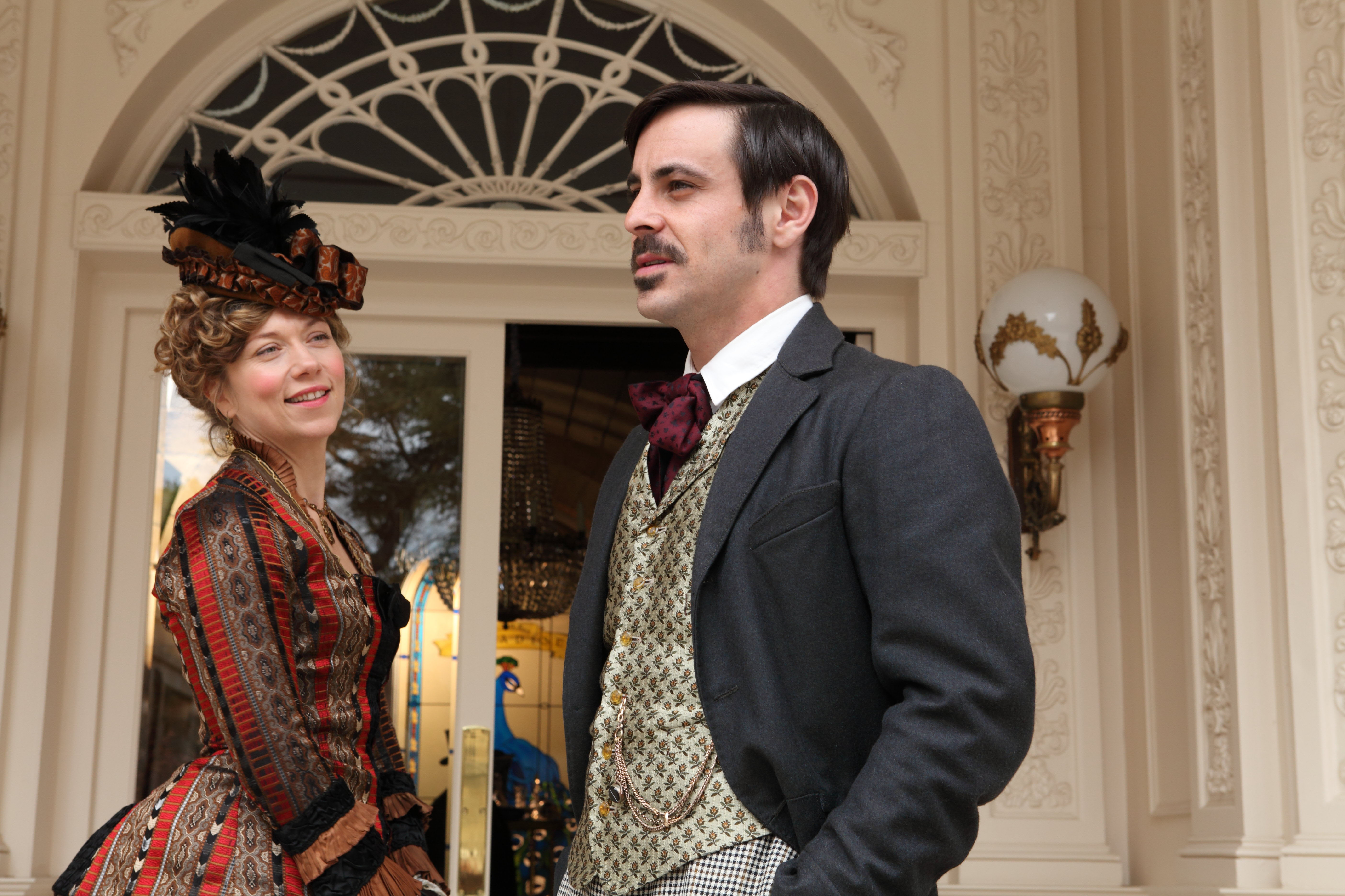 Moray and his annoying French lady friend Clemence. (Photo: Courtesy of (C) Laurie Sparham/BBC 2013 for MASTERPIECE)