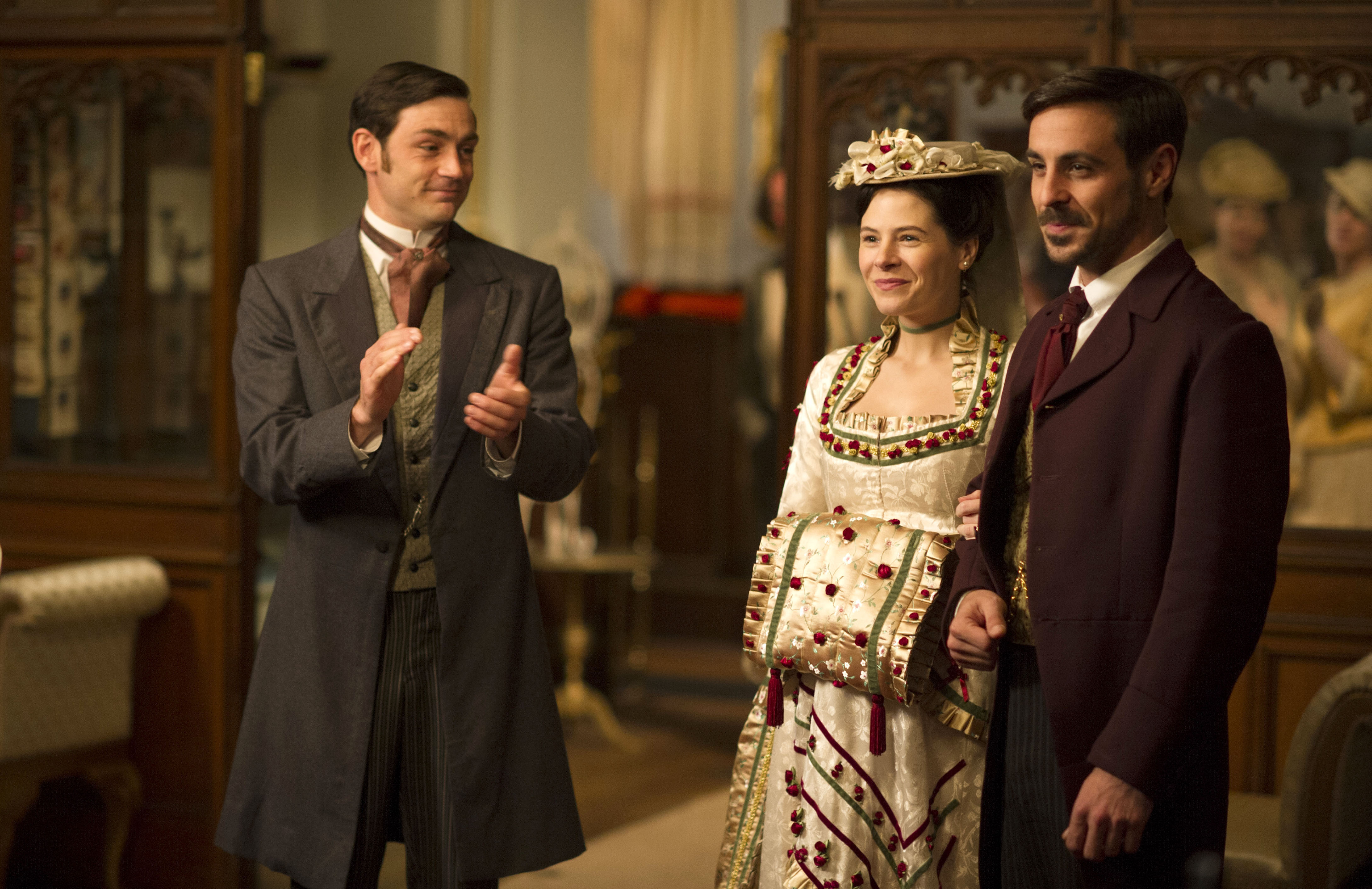 Dudley's psyched about Moray and Katherine's big news. (Photo: Courtesy of (C) Des Willie/BBC 2012 for MASTERPIECE)