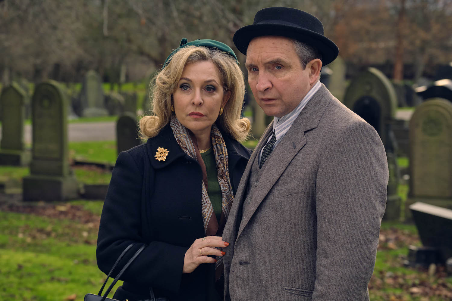 Soley Malinovsky (Eddie Marsan) and Nancy Malinovsky (Tracy-Ann Oberman), Credit: Courtesy of RED Production Company and MASTERPIECE