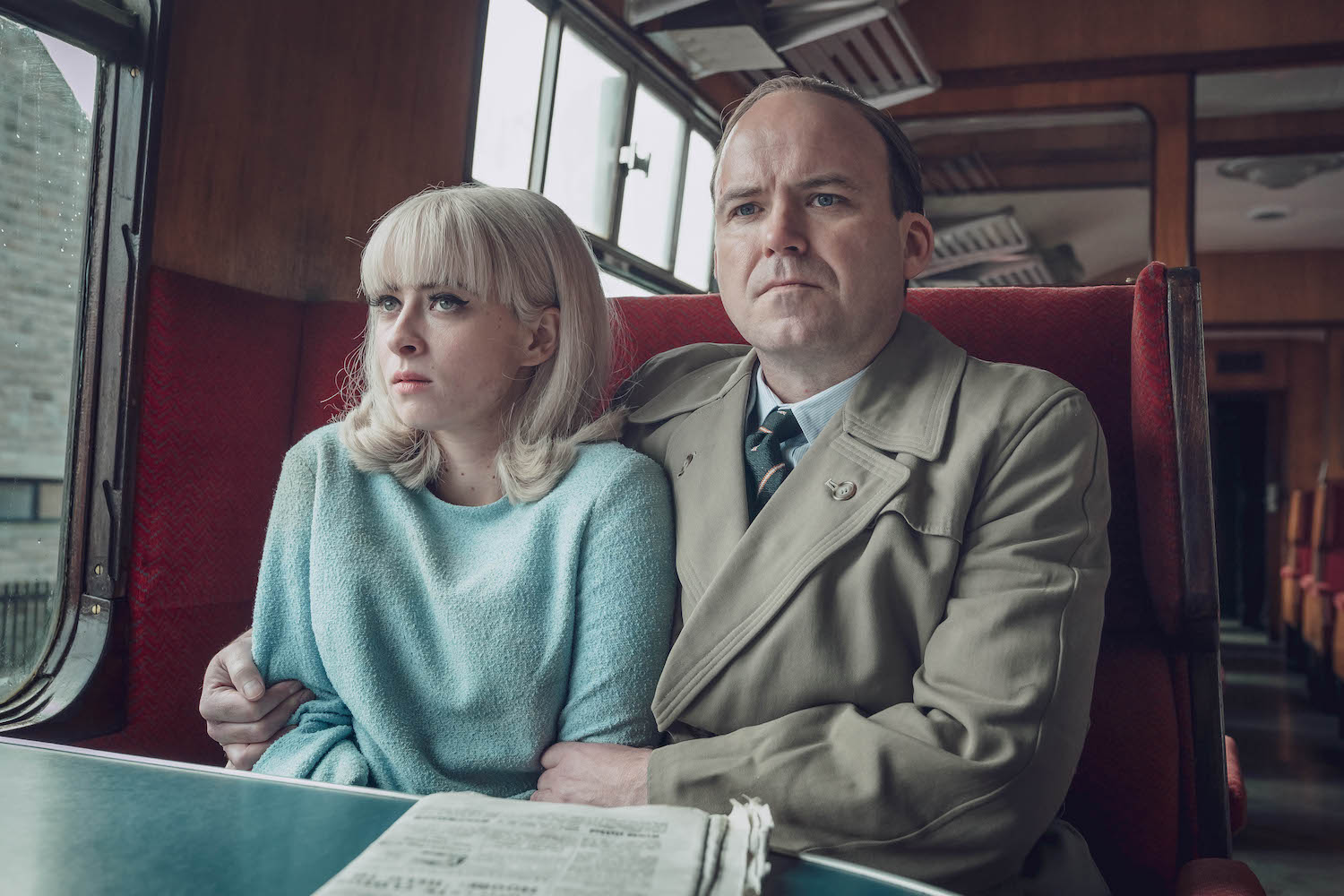 Vivien Epstein (Agnes O’Casey) and Colin Jordan (Rory Kinnear). Credit: Courtesy of RED Production Company and MASTERPIECE