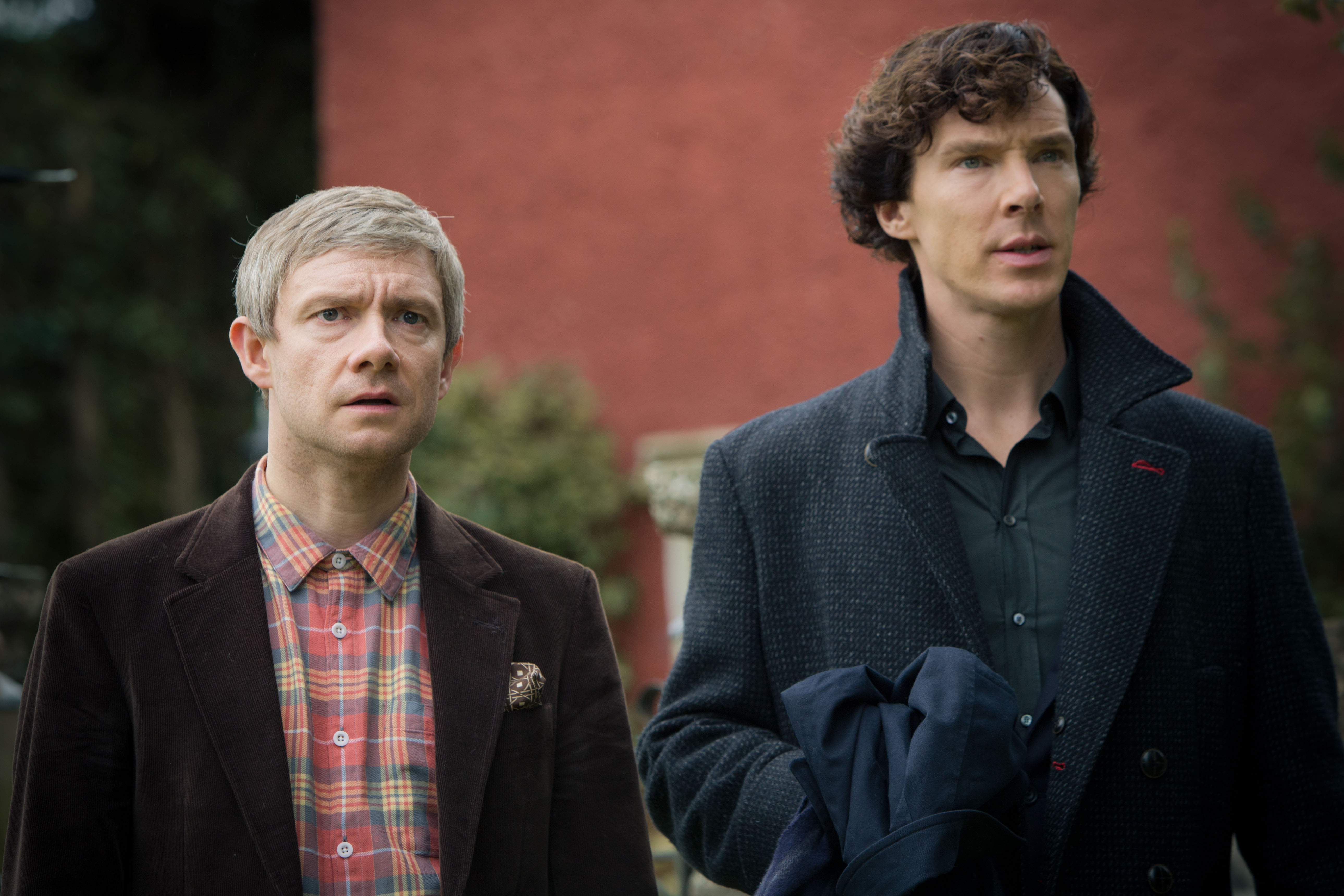 Sherlock and John sporting the expressions I had through most of this ep. (Photo: Courtesy of (C)Robert Viglasky/Hartswood Films for MASTERPIECE)