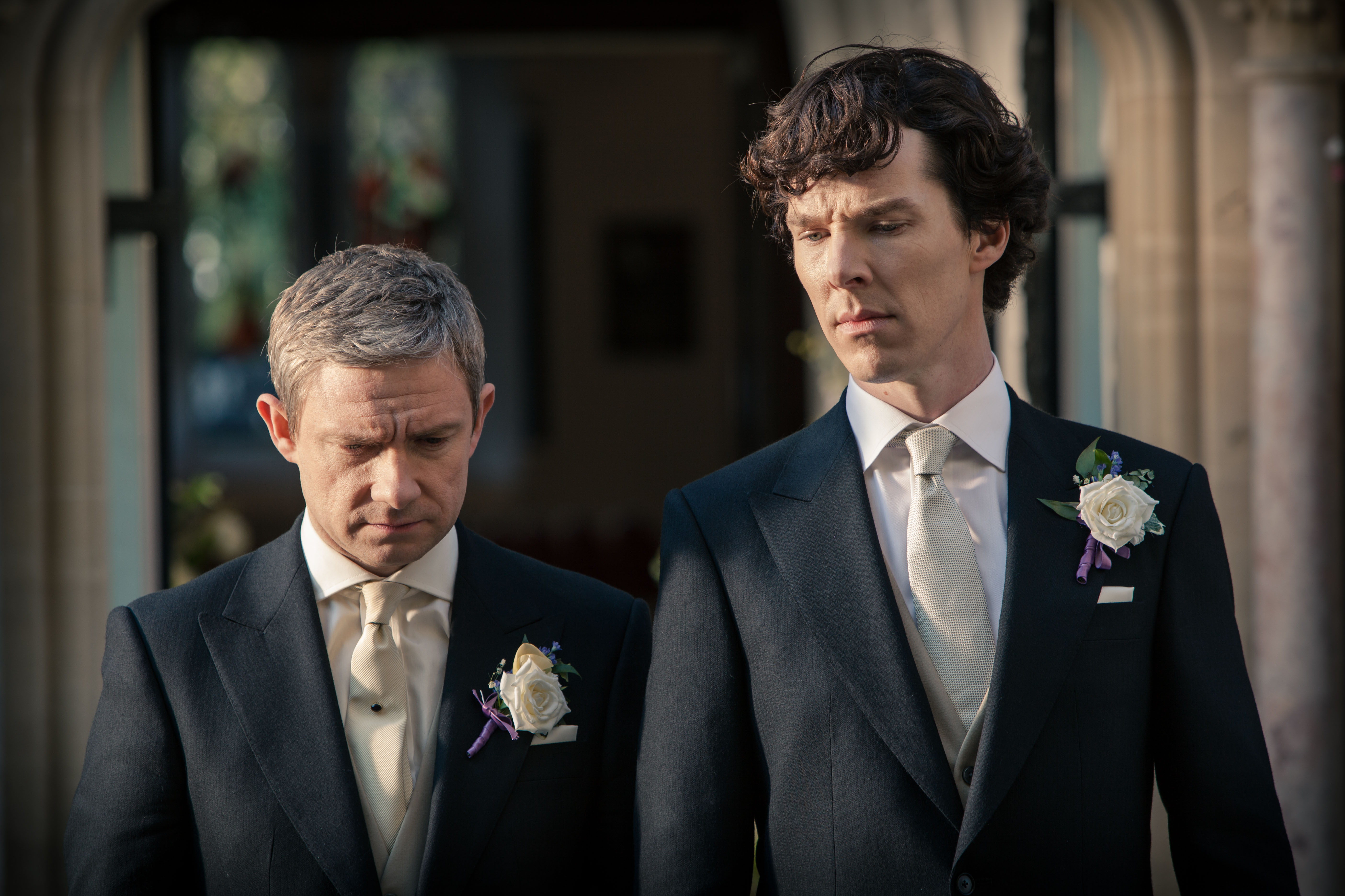 Sherlock and John clean up nice, huh? (Photo: Courtesy of (C)Robert Viglasky/Hartswood Films 2013 for MASTERPIECE)