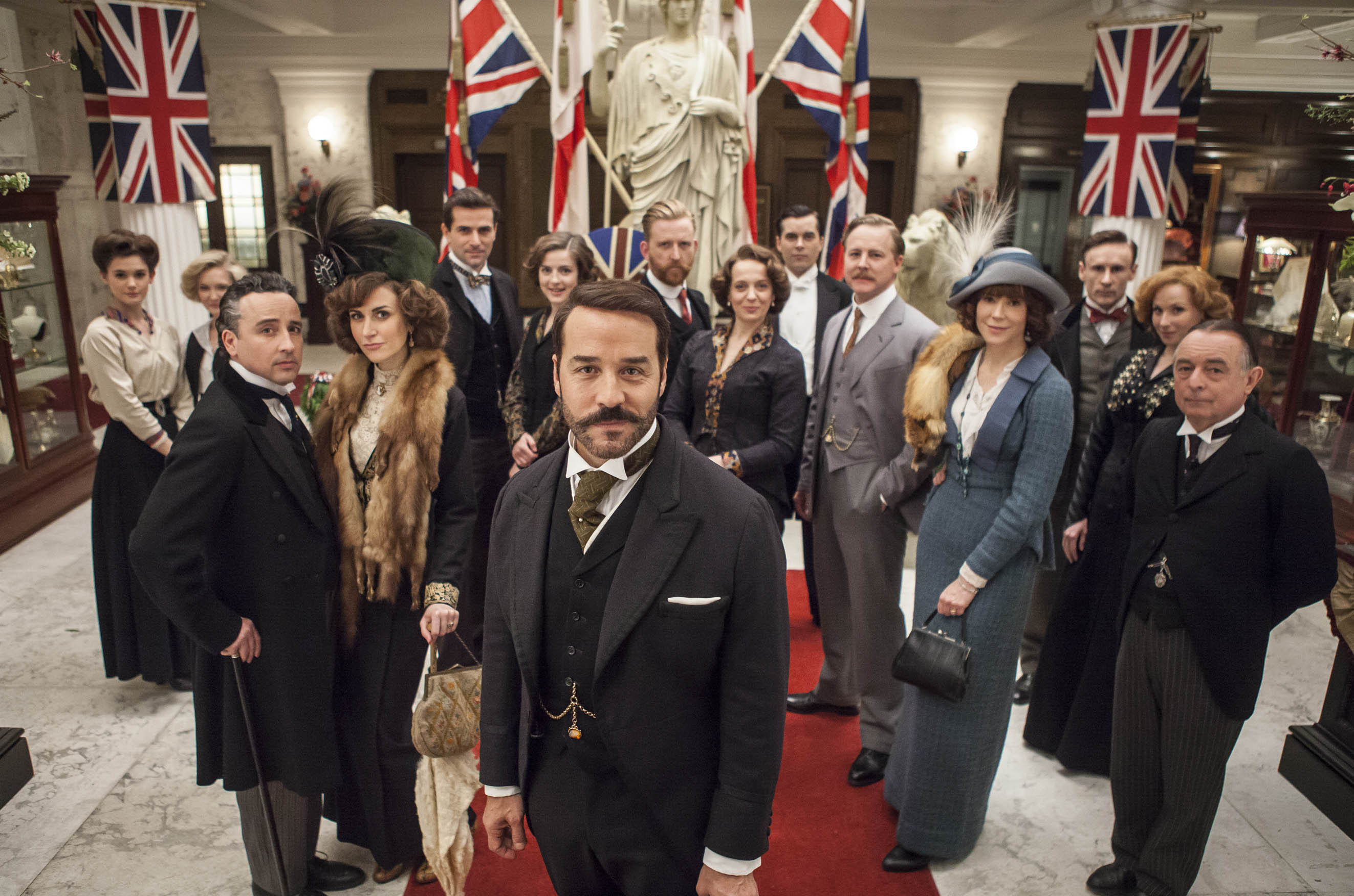 The "Mr. Selfridge" crew gets their national pride on. (Photo: ITV for MASTERPIECE)