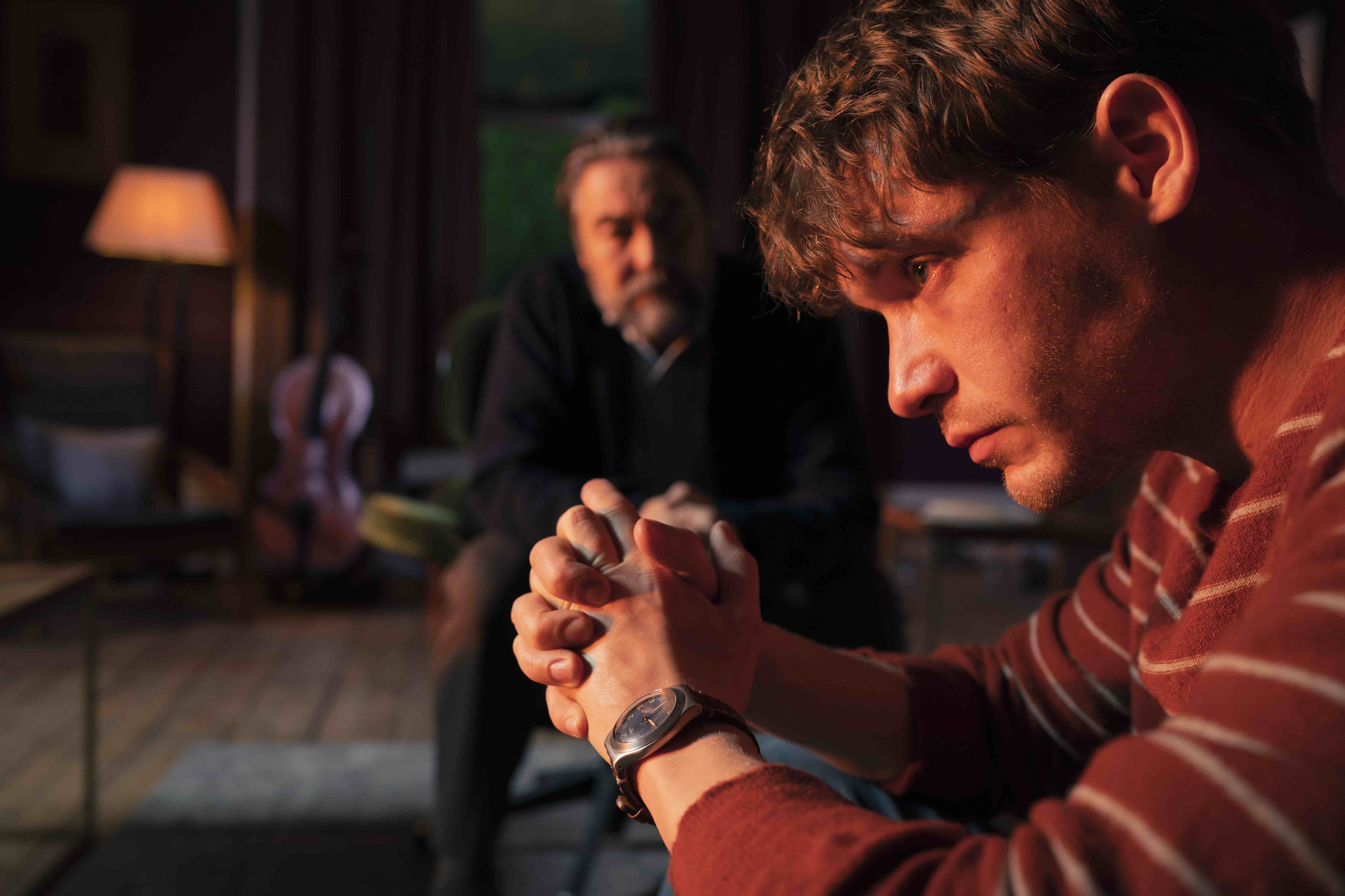 Billy Howle as Strangeways, Nathaniel Parker as Blount in The Beast Must Die 