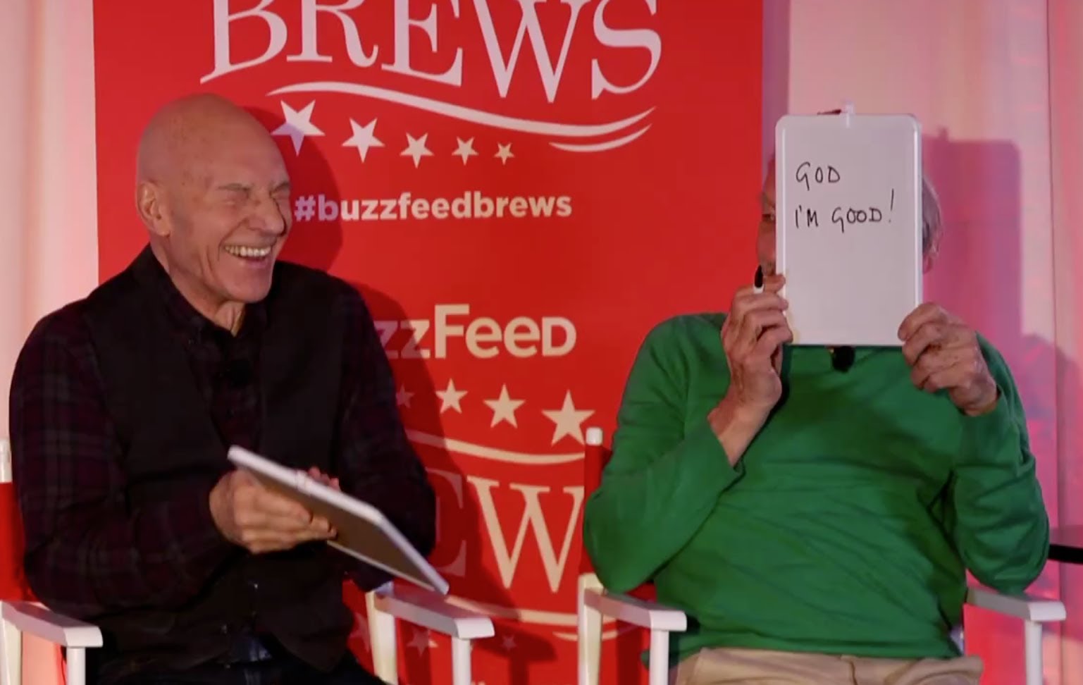 Ian McKellen and Patrick Stewart are just the best BFFS. (Photo: Buzzfeed Brews, Screengrab via YouTube)