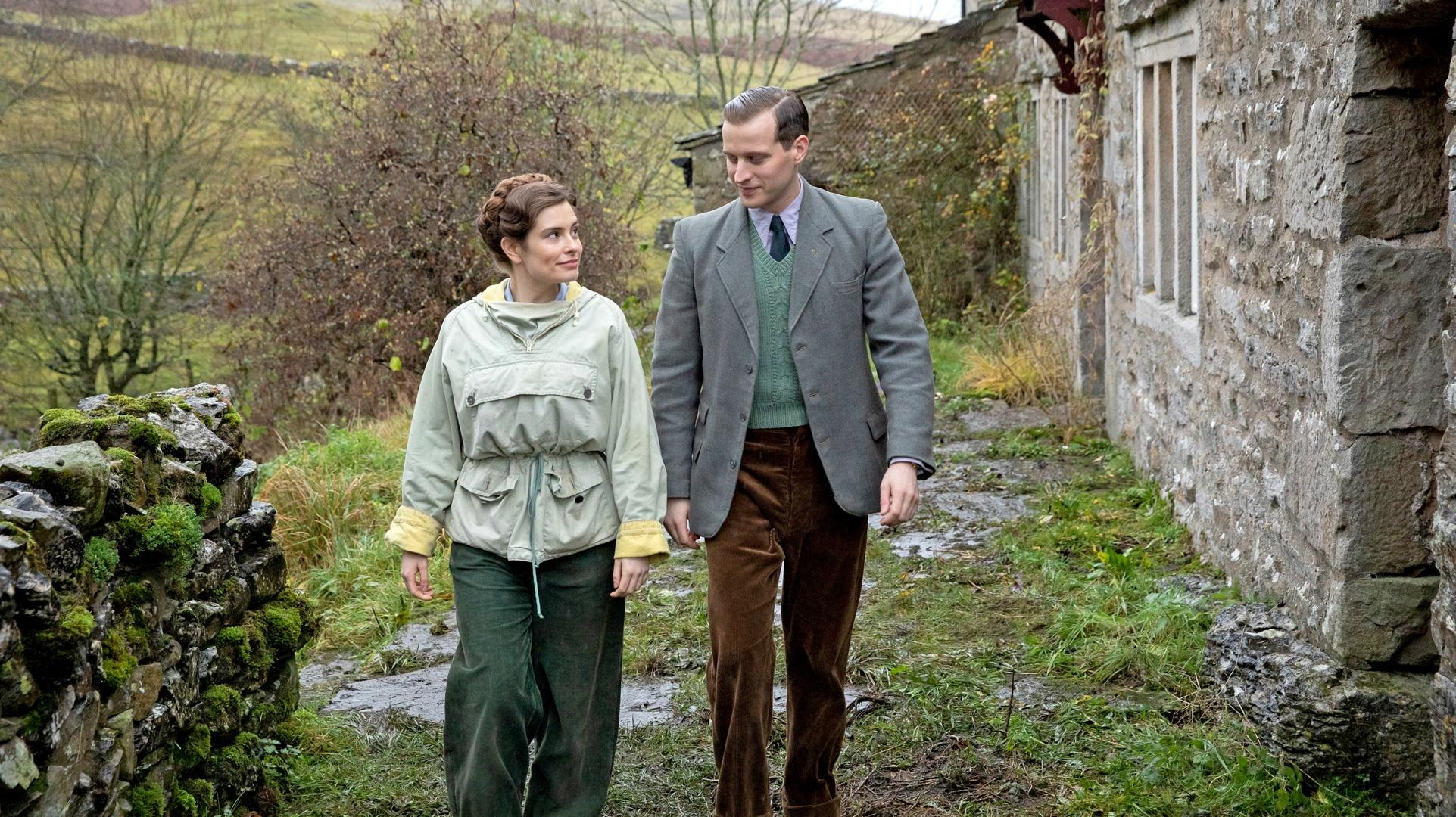 Helen Alderson (Rachel Shenton) and James Herriot (Nicholas Ralph) full of roast beef and Yorkshire pudding. Credit: Courtesy of © Playground Television UK Ltd & all3media international