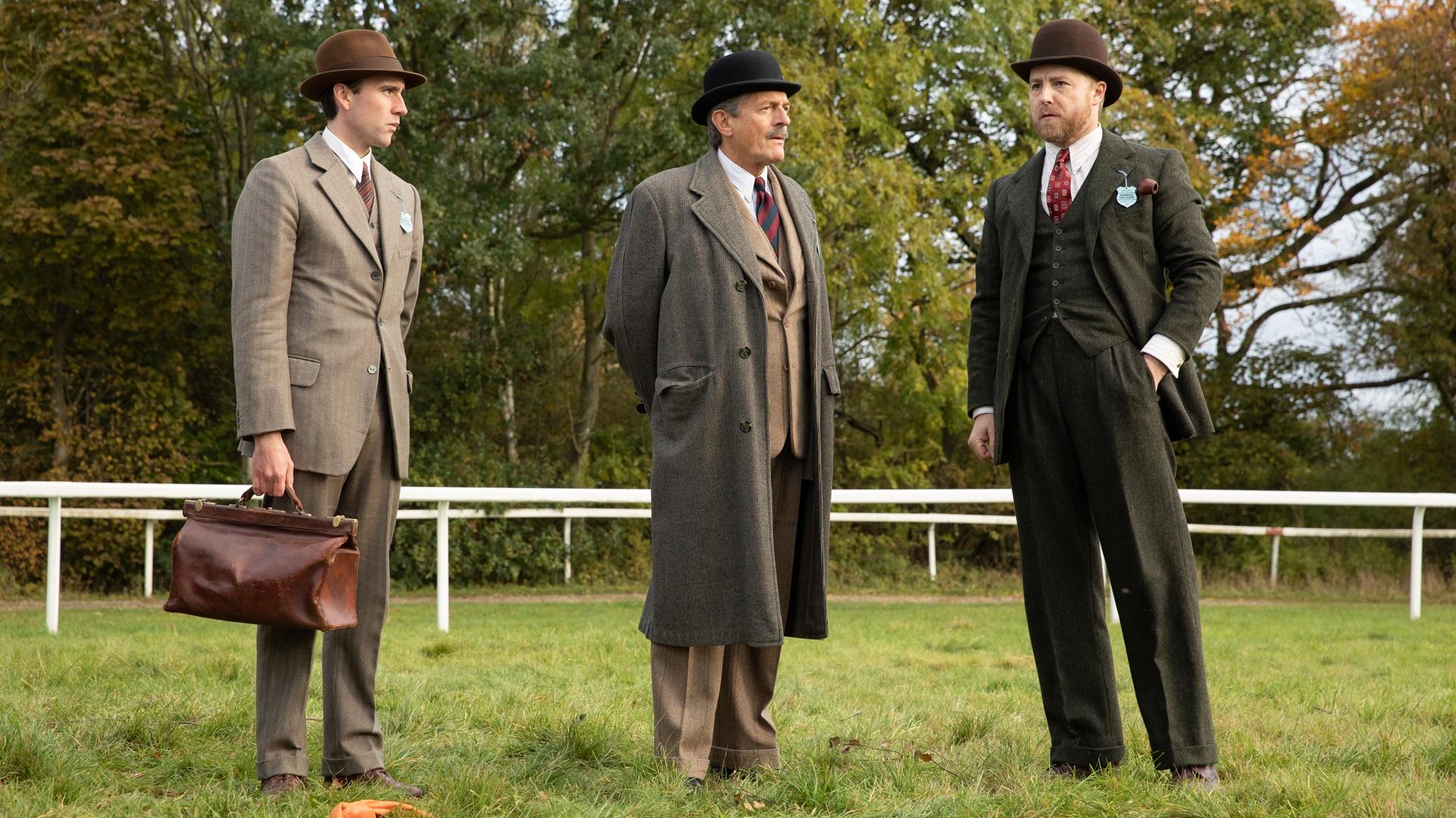 Hugh Holton (Matthew Lewis), General Ransom (Nigel Havers), Siegfried Farnon (Samuel West).Credit: Courtesy of © Playground Television UK Ltd & all3media international