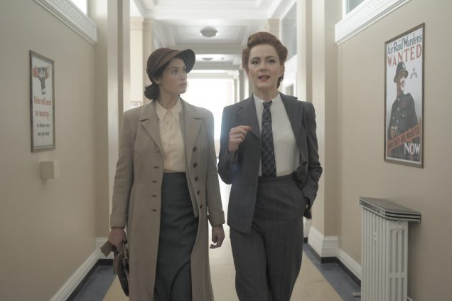 Phyl Moore (Rachael Stirling) Catrin Cole (Gemma Arterton). Credit: Lionsgate/STX Entertainment