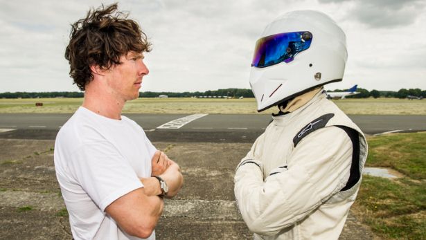 Cumberbatch vs. The Stig. (Photo: BBC)