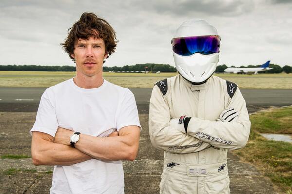 Cumberbatch and The Stig (Photo: by Mark Yeoman via Twitter [@MrMarkYeoman])