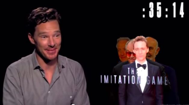 Benedict Cumberbatch making a Tom Hiddleston face. (Photo: MTV)