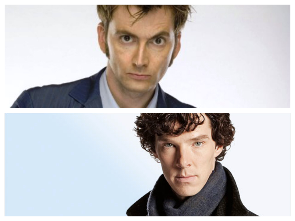 David Tennant (as Ten) and Benedict Cumberbatch (as Sherlock) - an Anglophile's Dream Team? (Photos: BBC)